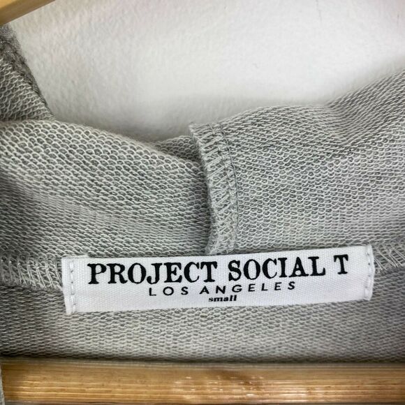 Project Social T Grey Cut Out Long Sleeve Pullover Hoodie Women's Size Small S - Picture 3 of 5